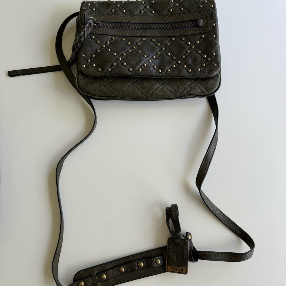 Studded Army Green Crossbody Bag